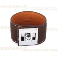 Hermes Kelly Dog Brown Bracelet With Silver